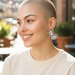 Gold pink and rhinestone earrings